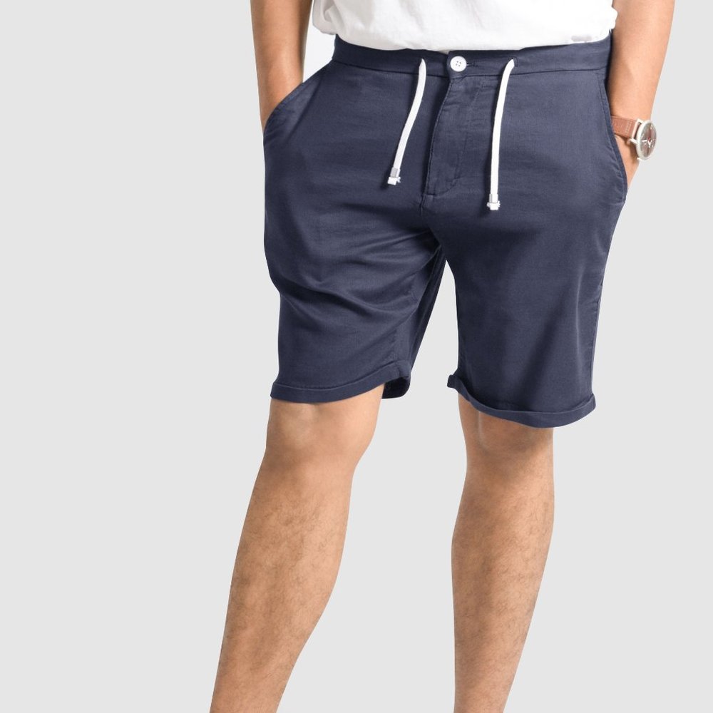 OLGYN Men’s Slim Fit Navy Blue Bermuda Shorts - Picture 1 of 3